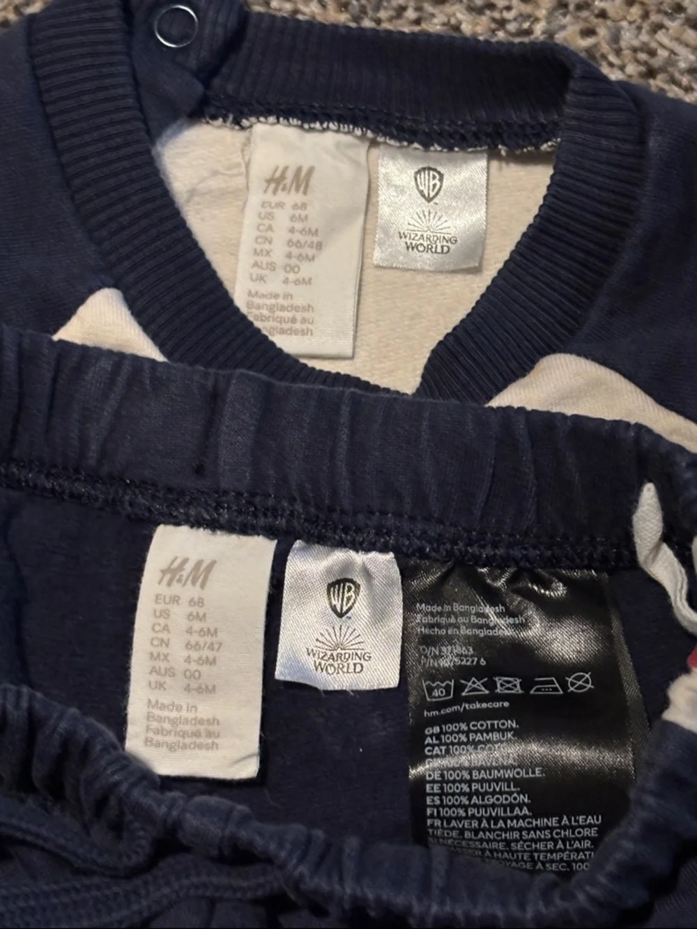 H&M > Harry Potter Hogwarts Baby Sweat Set w/ Wizarding World Logo Size 6 mo